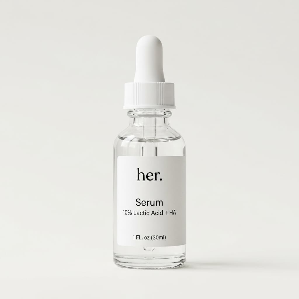 Face Serum glass dropper bottle with 10% Lactic Acid + HA