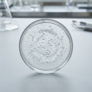 Laboratory petri dish showing active hydration gel bubbles